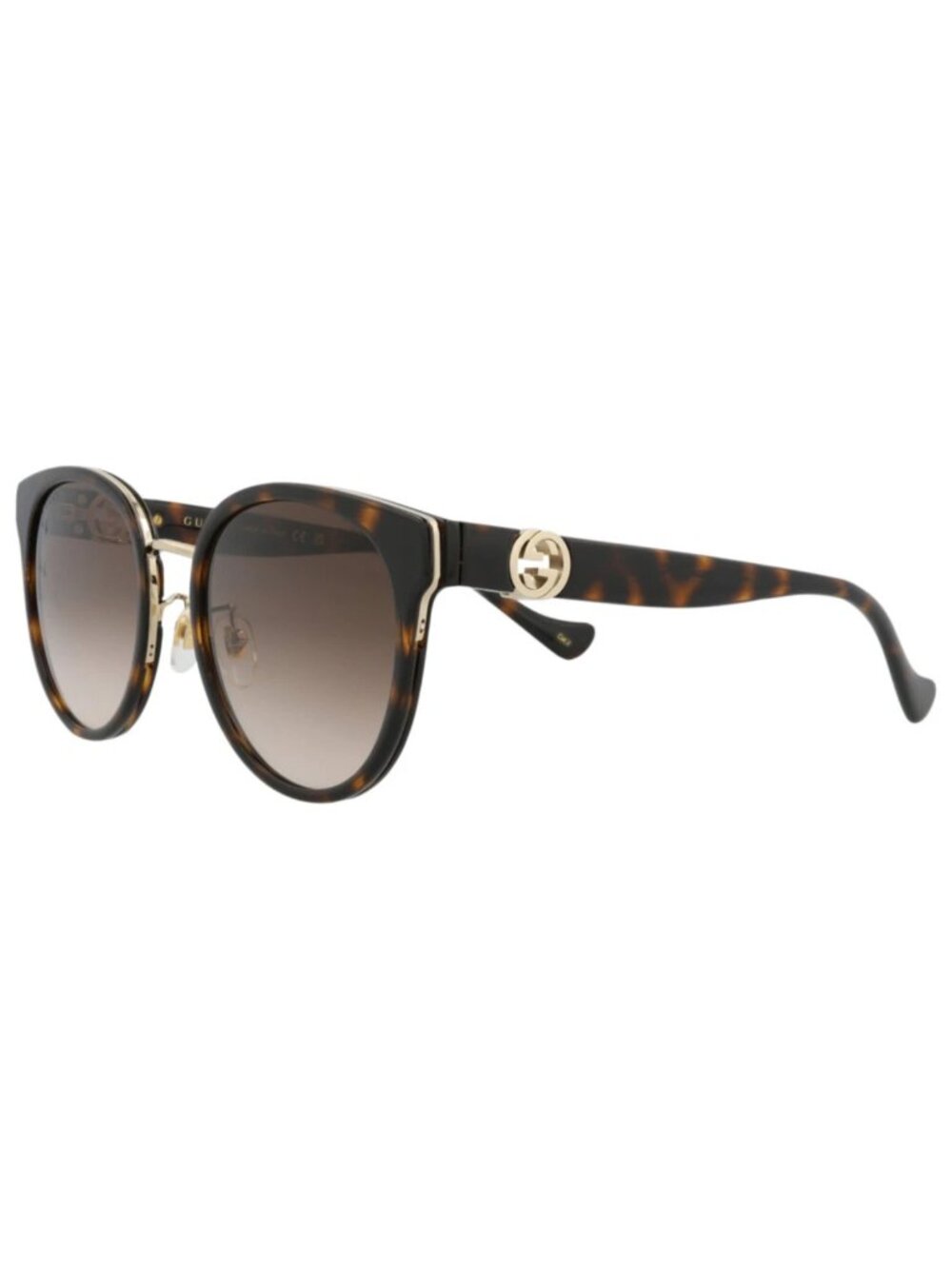 New Gucci Women's Sunglasses Round Oval Injection Frame Havana Havana Brown